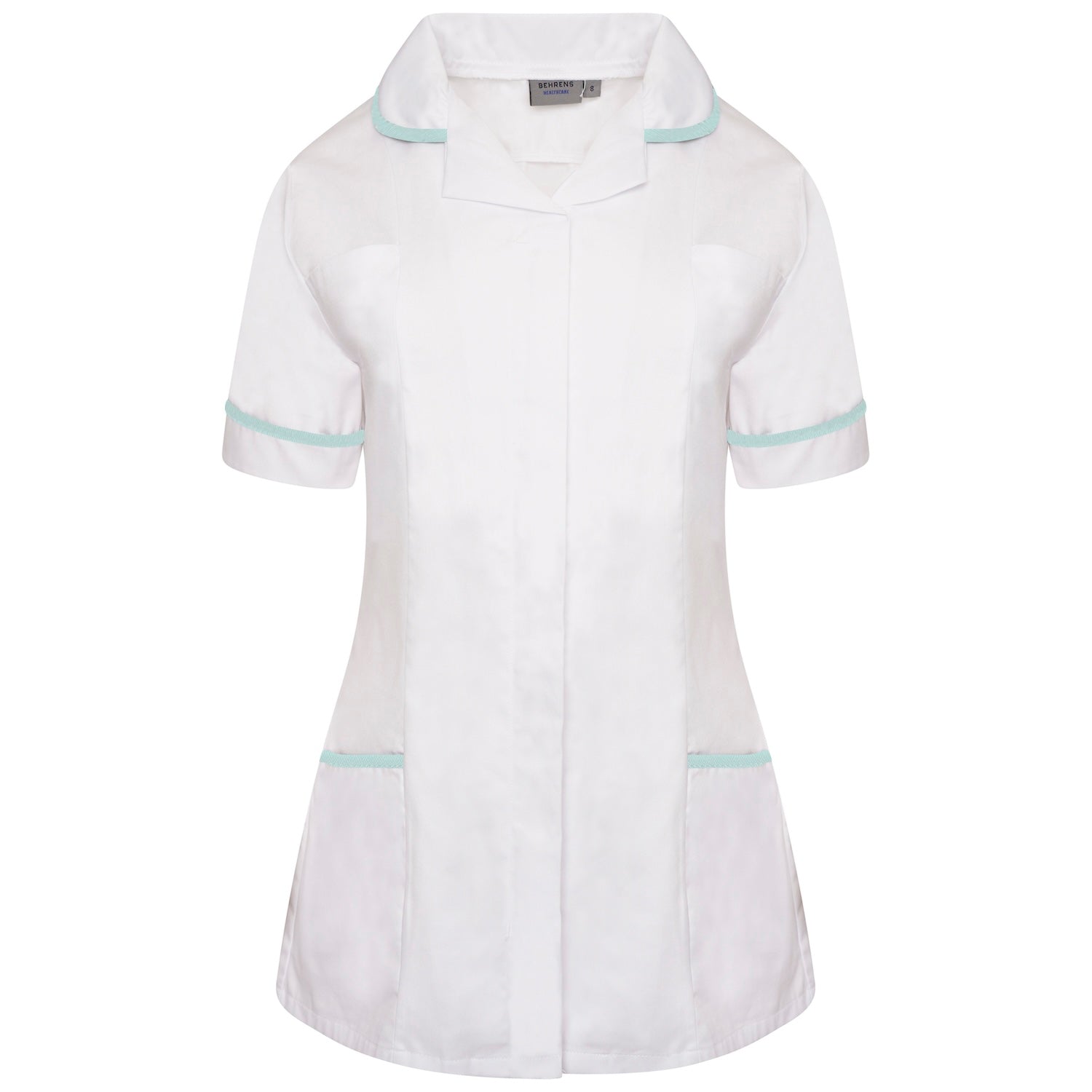 Ladies Healthcare Tunic | Round Collar | White / Eau de Nil Trim