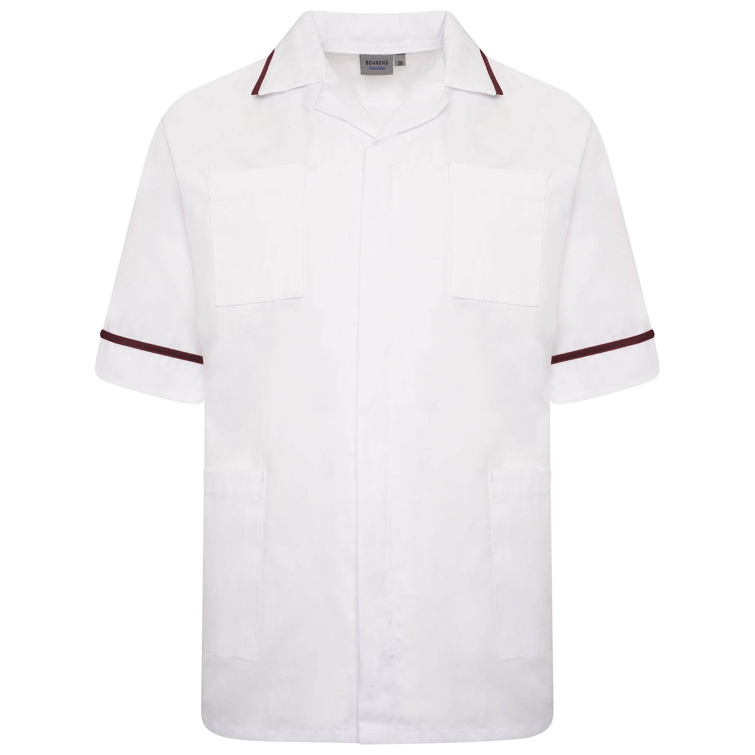 Mens Healthcare Tunic | White/Maroon Trim