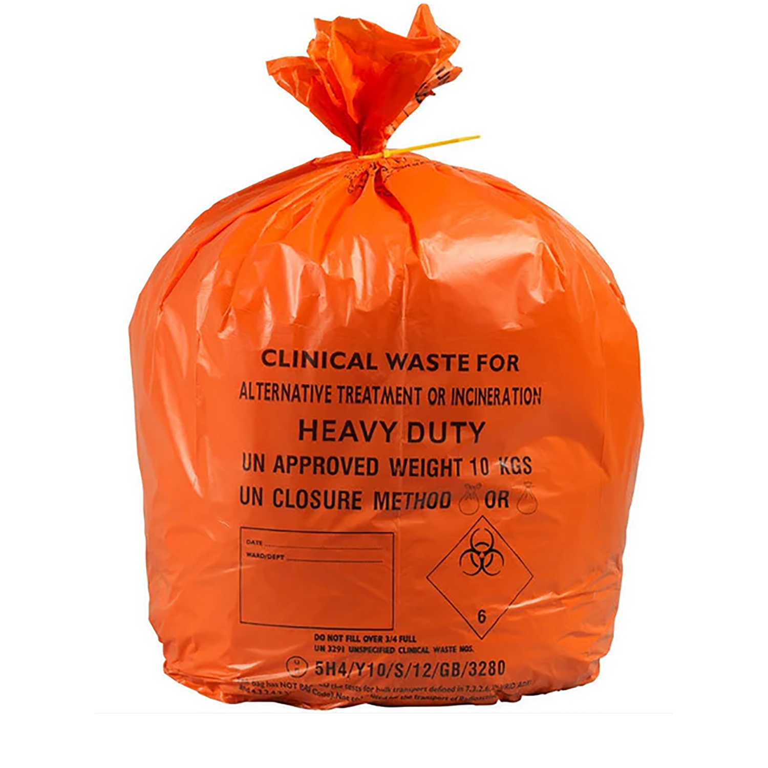 Orange Heavy Duty Clinical Waste Bags | 90L | Large  | Roll of 25