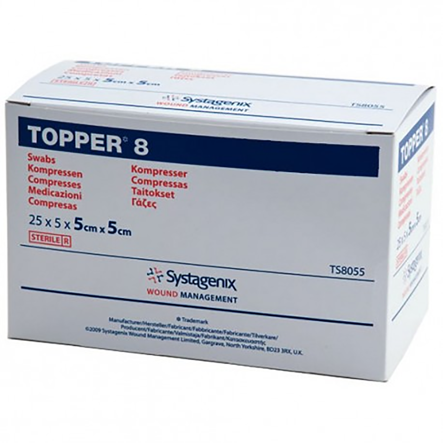 Topper 8 Gauze Swabs | 5 x 5cm | Pack of 25 x 5