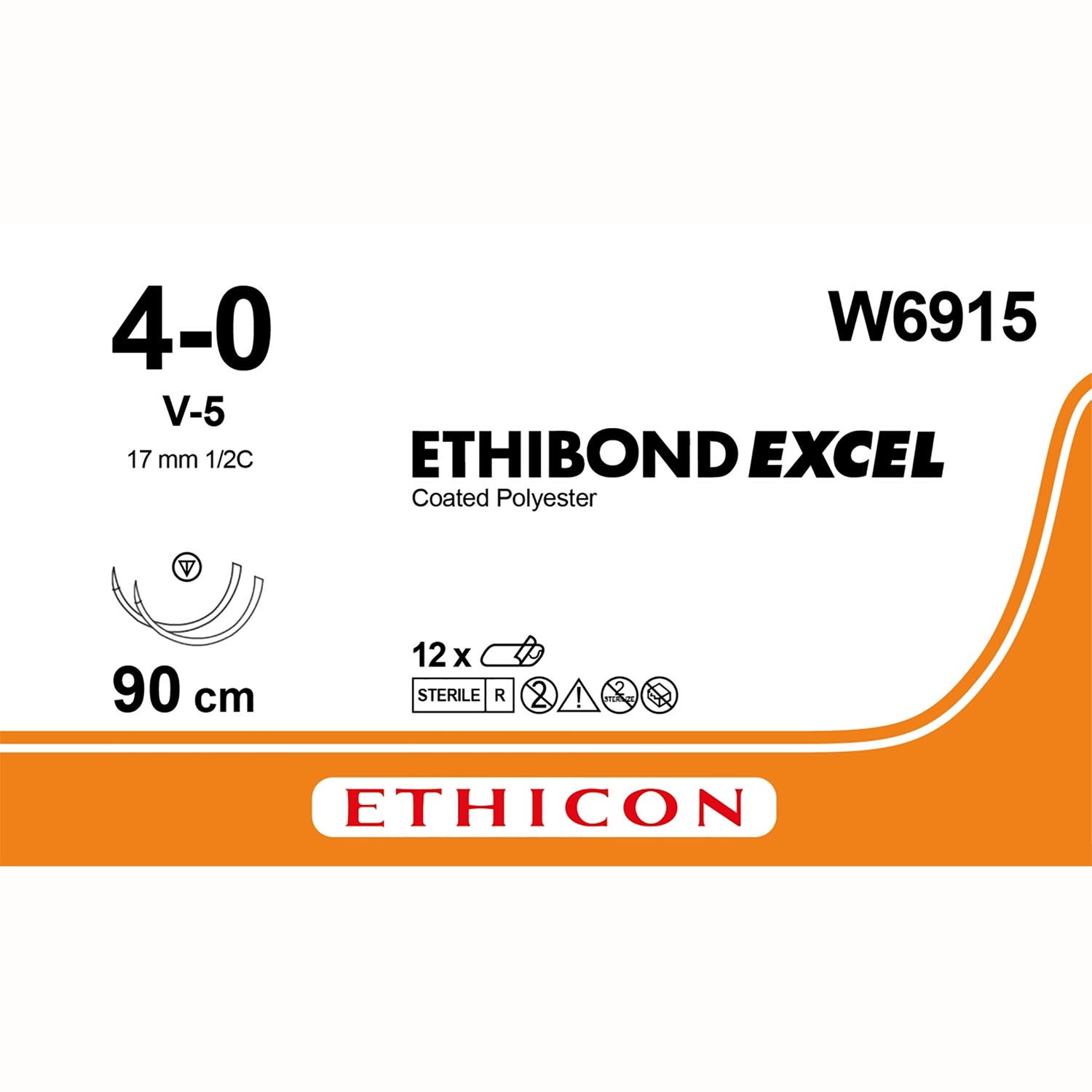 Ethibond Excel Polyester Suture | Size: 4/0 Tapercut | Length: 90cm | Needle: V-5 | Pack of 12