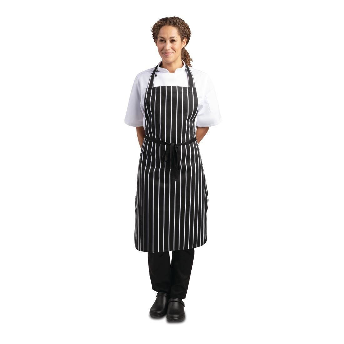 Whites Bib Apron Butchers Stripe Black and White Apron | Single (1)