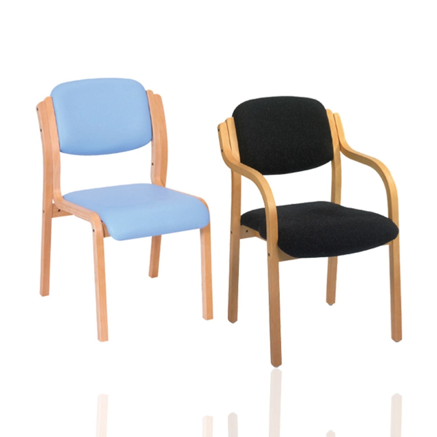 Aurora Stacking Visitor Seat with Extended Squared Arm Rest | Anti-bacterial Vinyl Upholstery