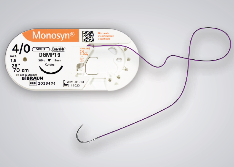 Monosyn Sutures | 18mm Needle | 70cm Length | Violet | 4/0 Gauge | Pack of 36 (1)