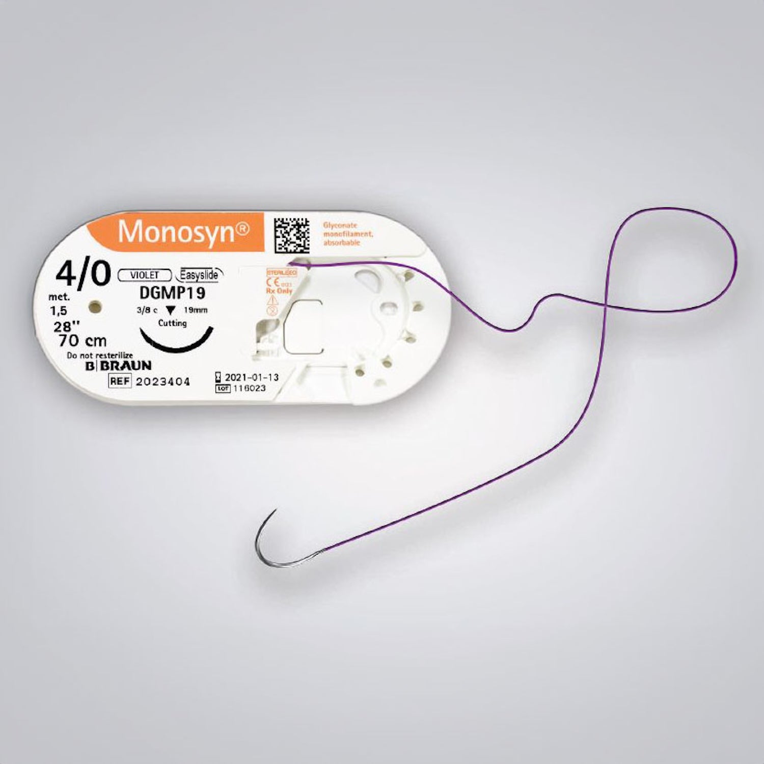 Monosyn Sutures | 60mm Needle | 70cm Length | Undyed | 3/0 Gauge | Pack of 36