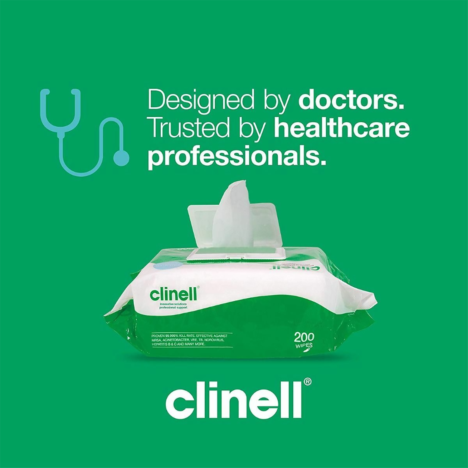 Clinell Universal Sanitising Wipes | 220 x 280mm | Pack of 200 (6)