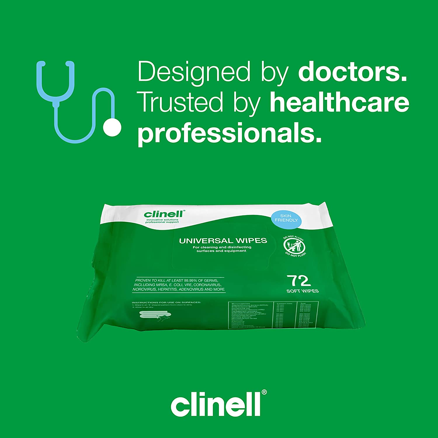 Clinell Universal Sanitising Wipes Refill | Pack of 225 (2)