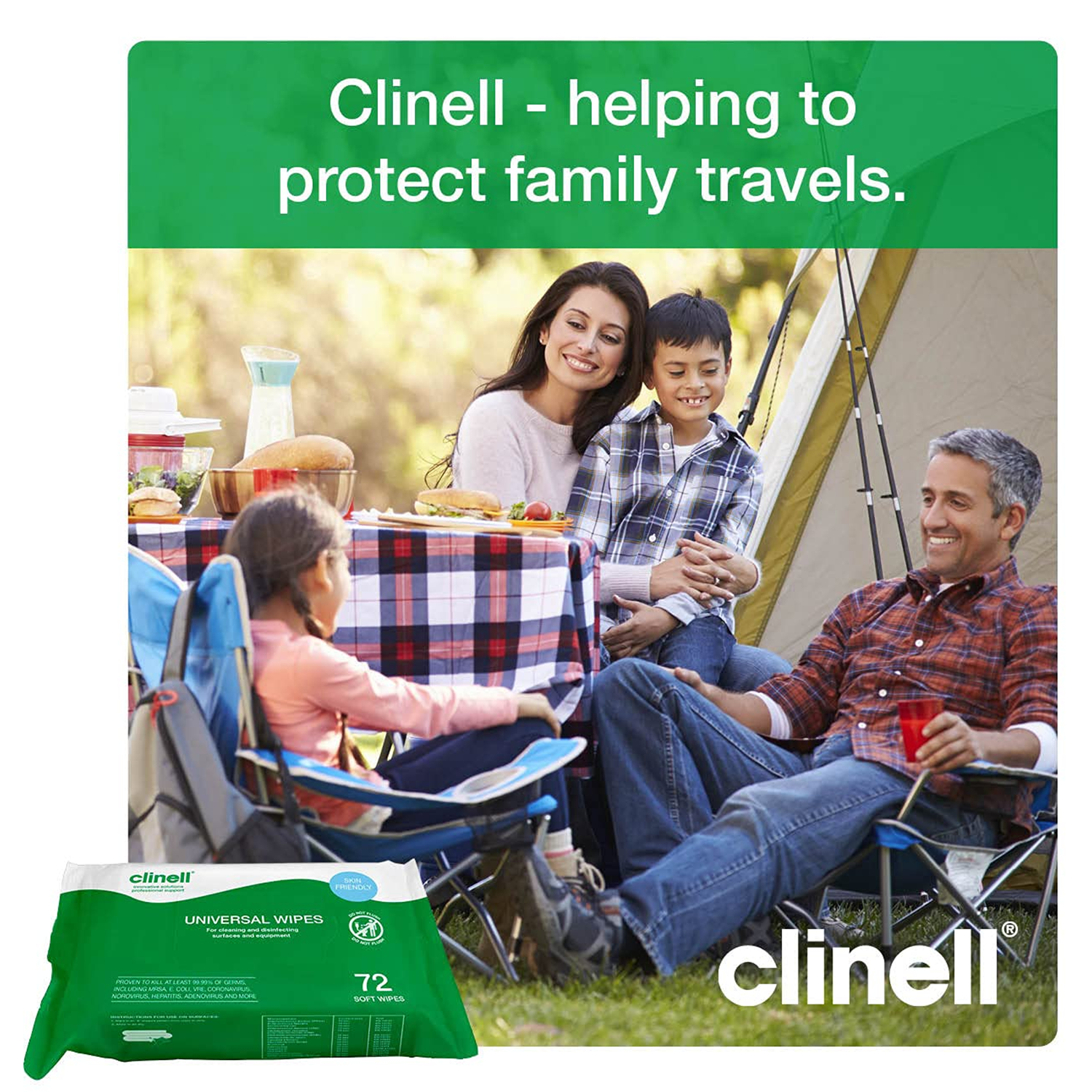 Clinell Universal Sanitising Back | Pack of 50 Wipes (12)