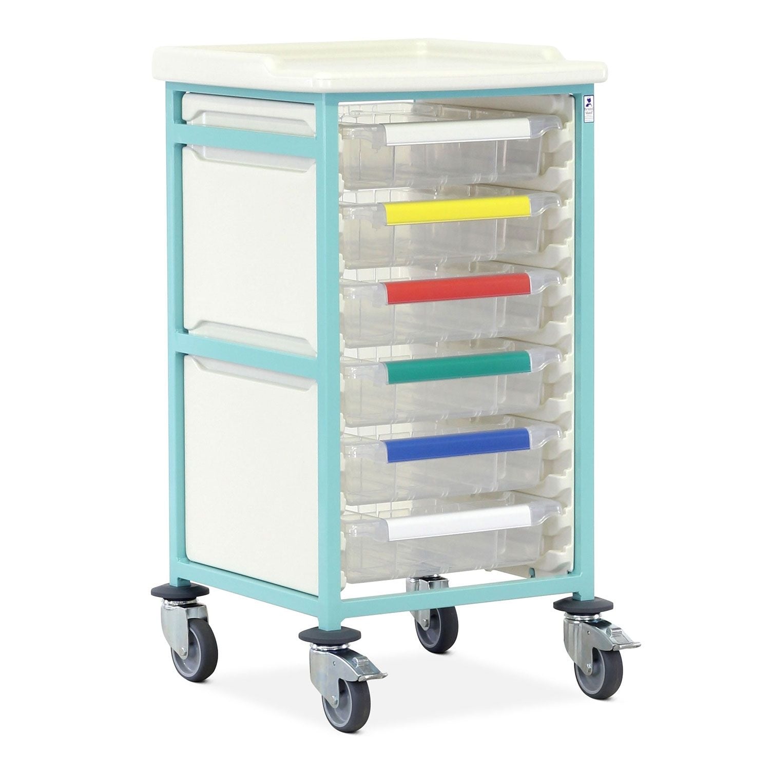 Caretray Trolley | High Single Column | 6 Small Trays