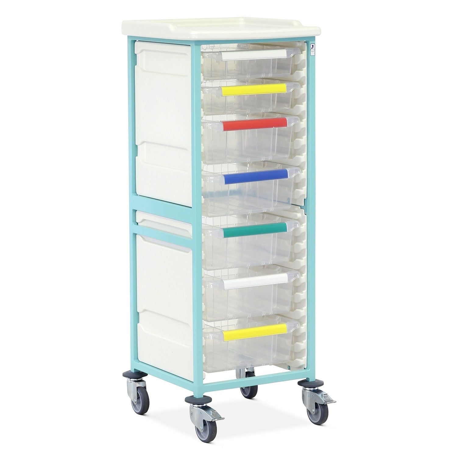 Caretray Trolley | High-Single Column | 2 Small & 5 Large Trays