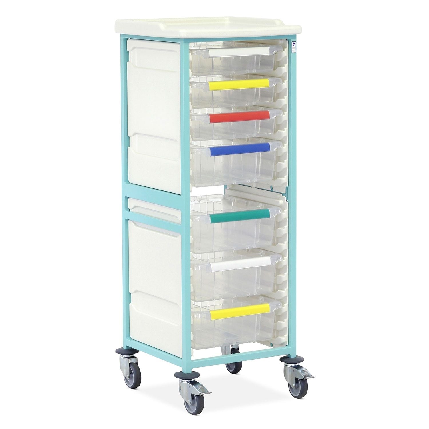 Caretray Trolley | High-Single Column | 3 Small & 4 Large Trays