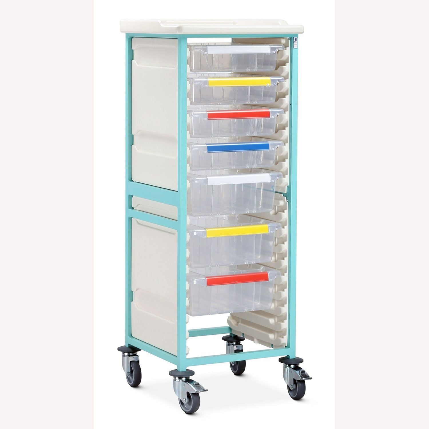 Caretray Trolley | High-Single Column | 4 Small & 3 Large Trays