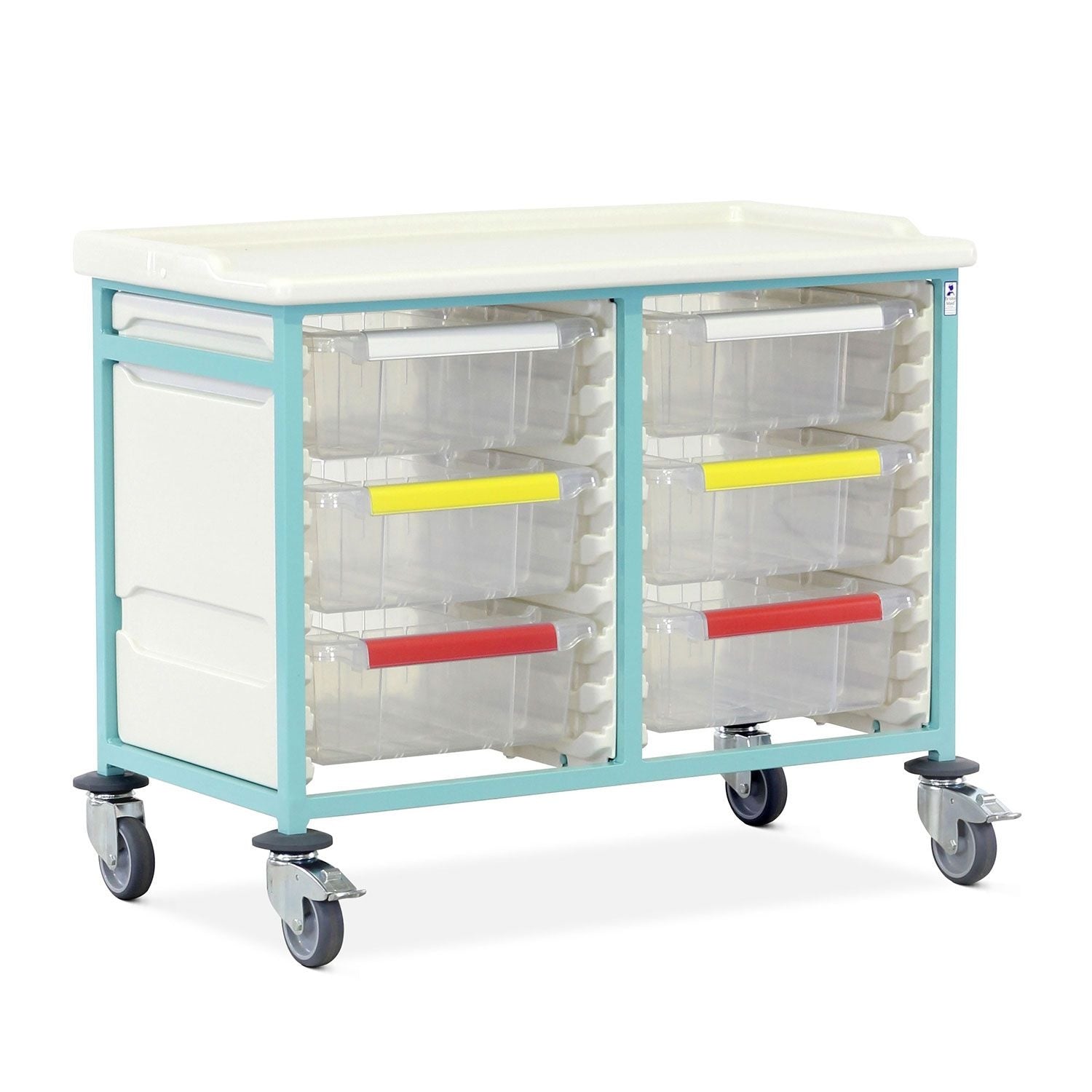 Caretray Trolley | Low Double Column | 6 Large Trays