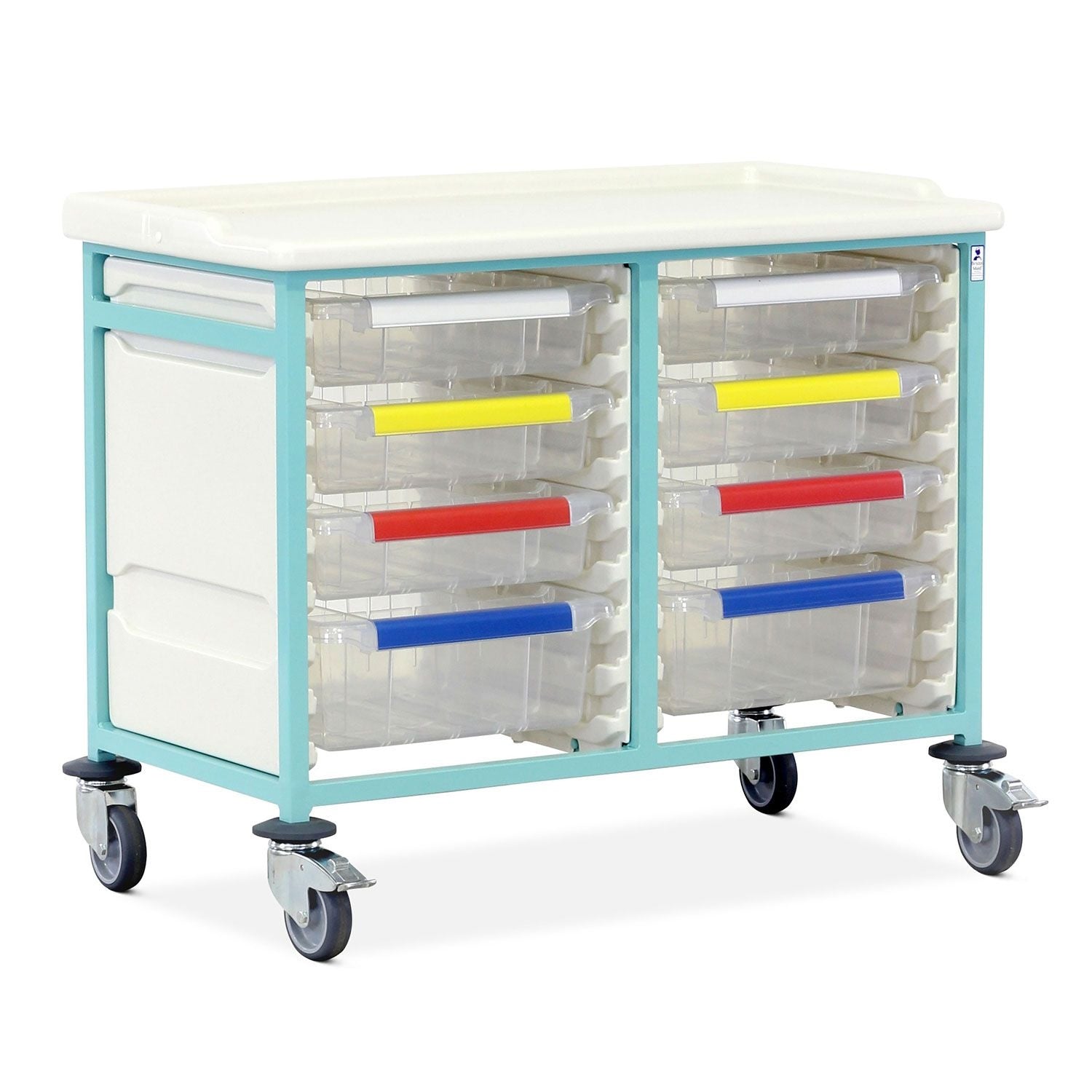 Caretray Trolley | Low Double Column | 6 Small & 2 Large Trays