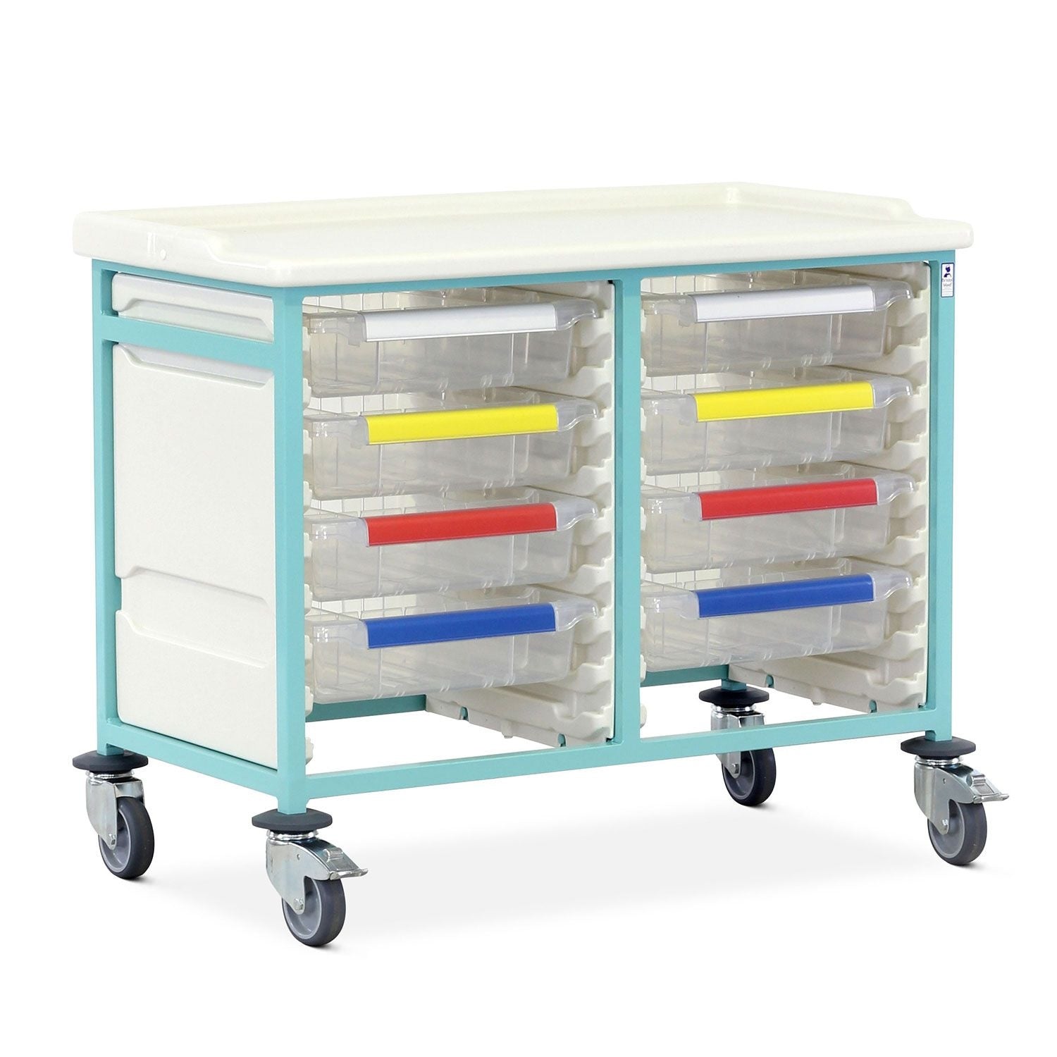 Caretray Trolley | Low Double Column | 8 Small Trays