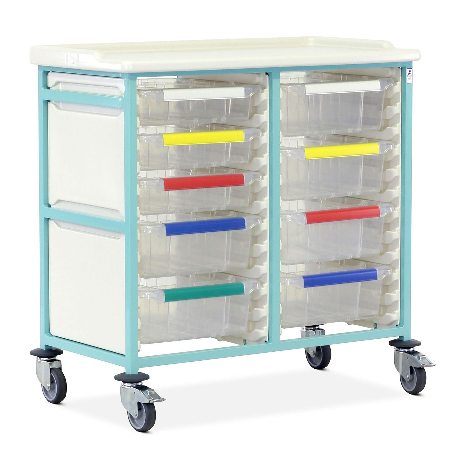 Caretray Trolley | High Double Column | 3 Small & 6 Large Trays