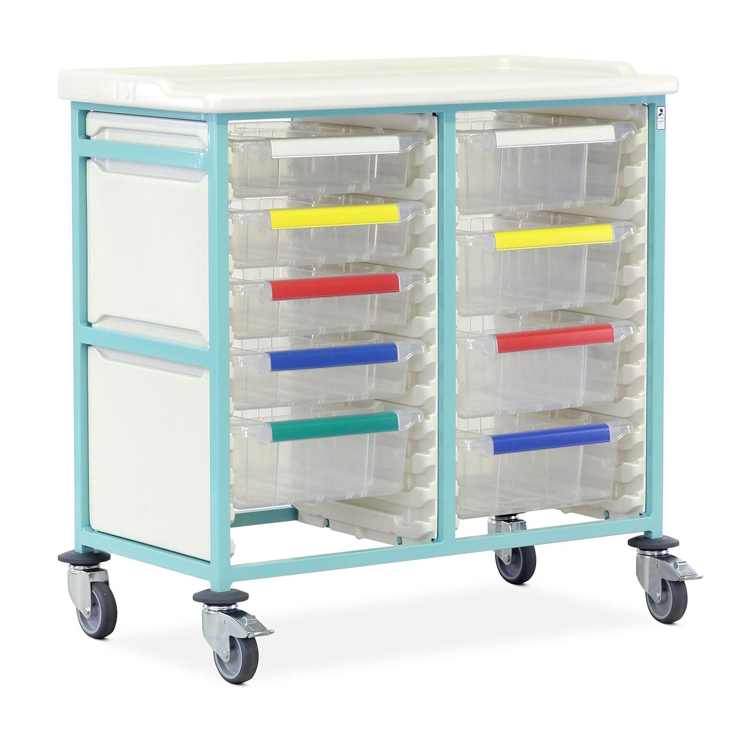 Caretray Trolley | High Double Column | 4 Small & 5 Large Trays