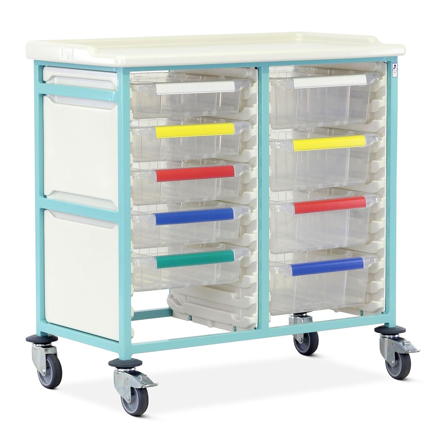 Caretray Trolley | High Double Column | 5 Small & 4 Large Trays