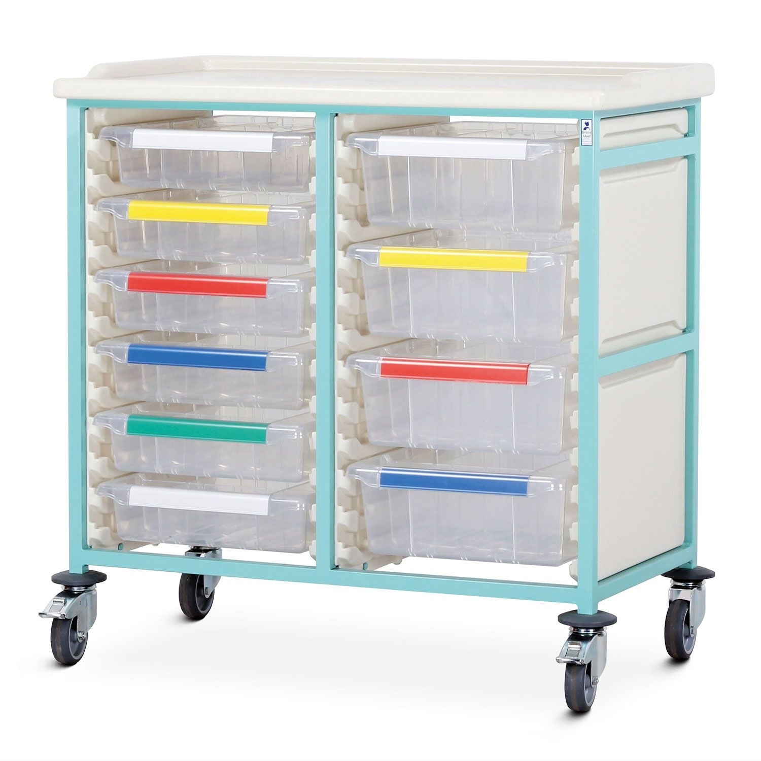 Caretray Trolley | High Double Column | 6 Small & 4 Large Trays