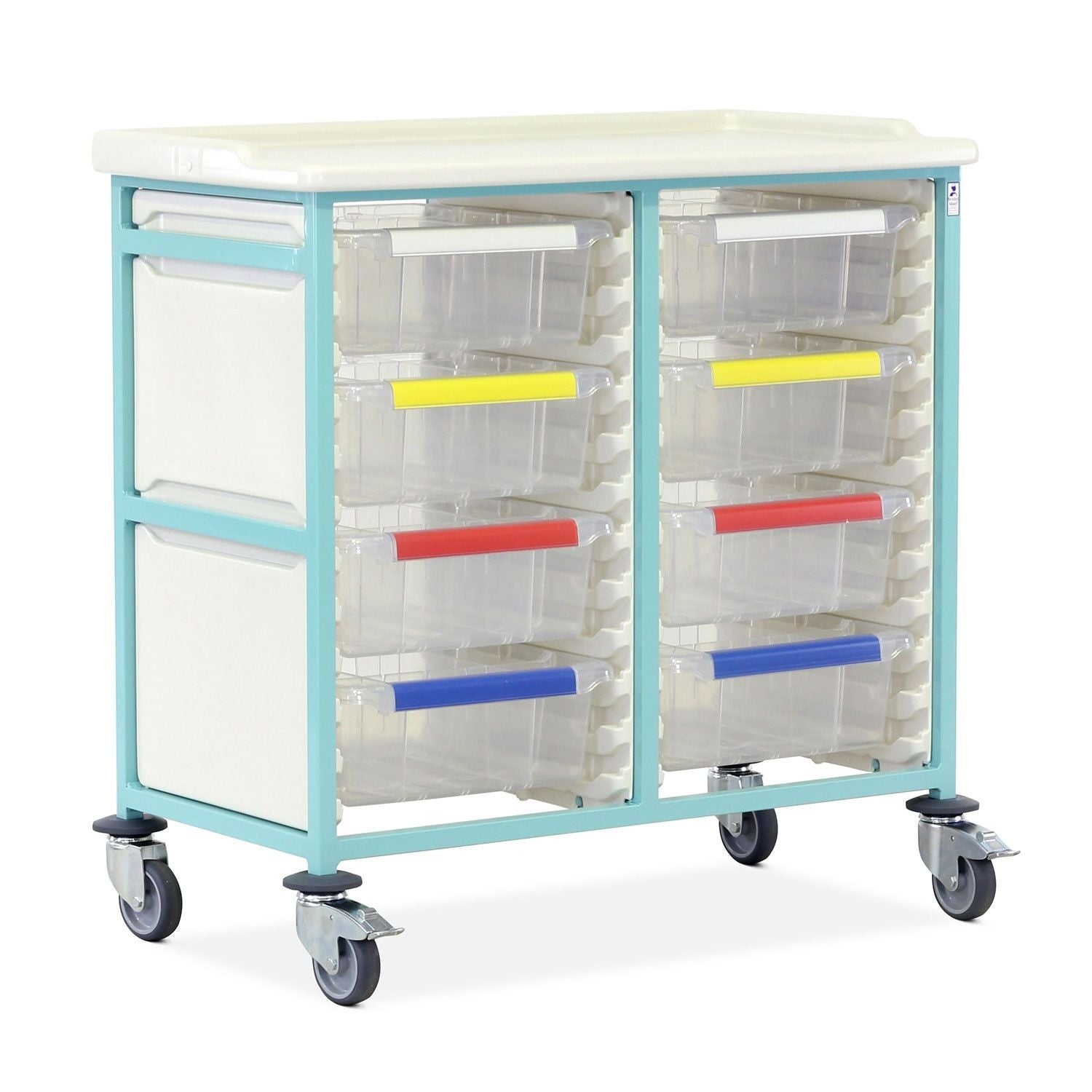Caretray Trolley | High Double Column | 8 Large Trays