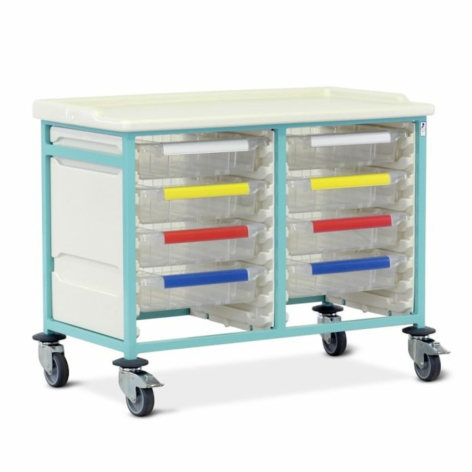 Caretray Trolley | Mild Steel | Low Double Column | 3 Small & 4 Large Trays (2)