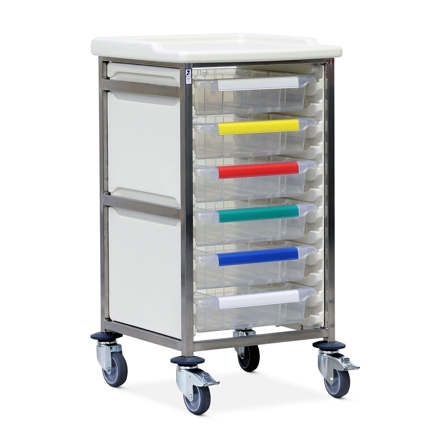 Caretray Trolley | High Single Column | 6 Small Trays, Easy Clean