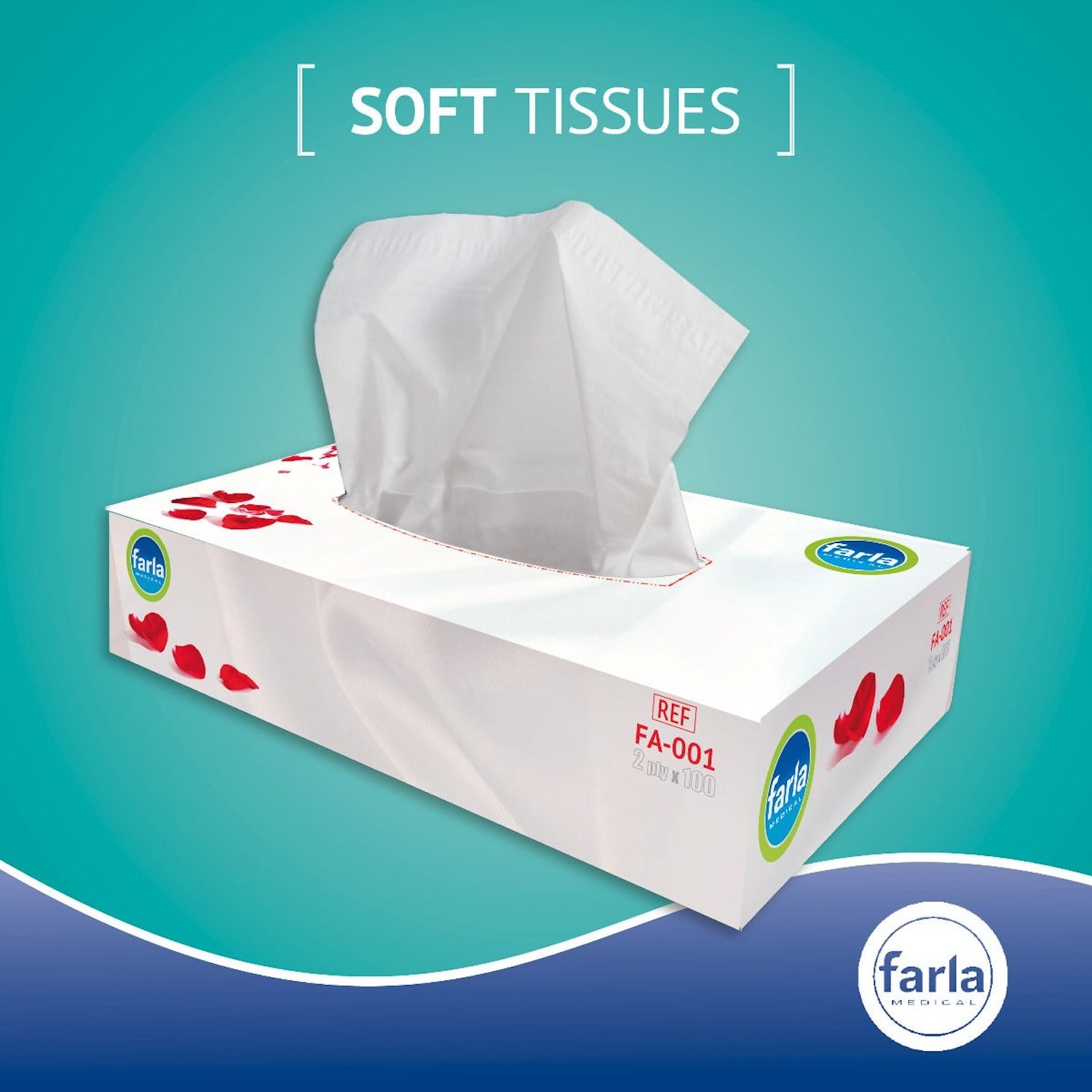 Farla Soft Tissues | White | 2 Ply | Pack of 100 Tissues