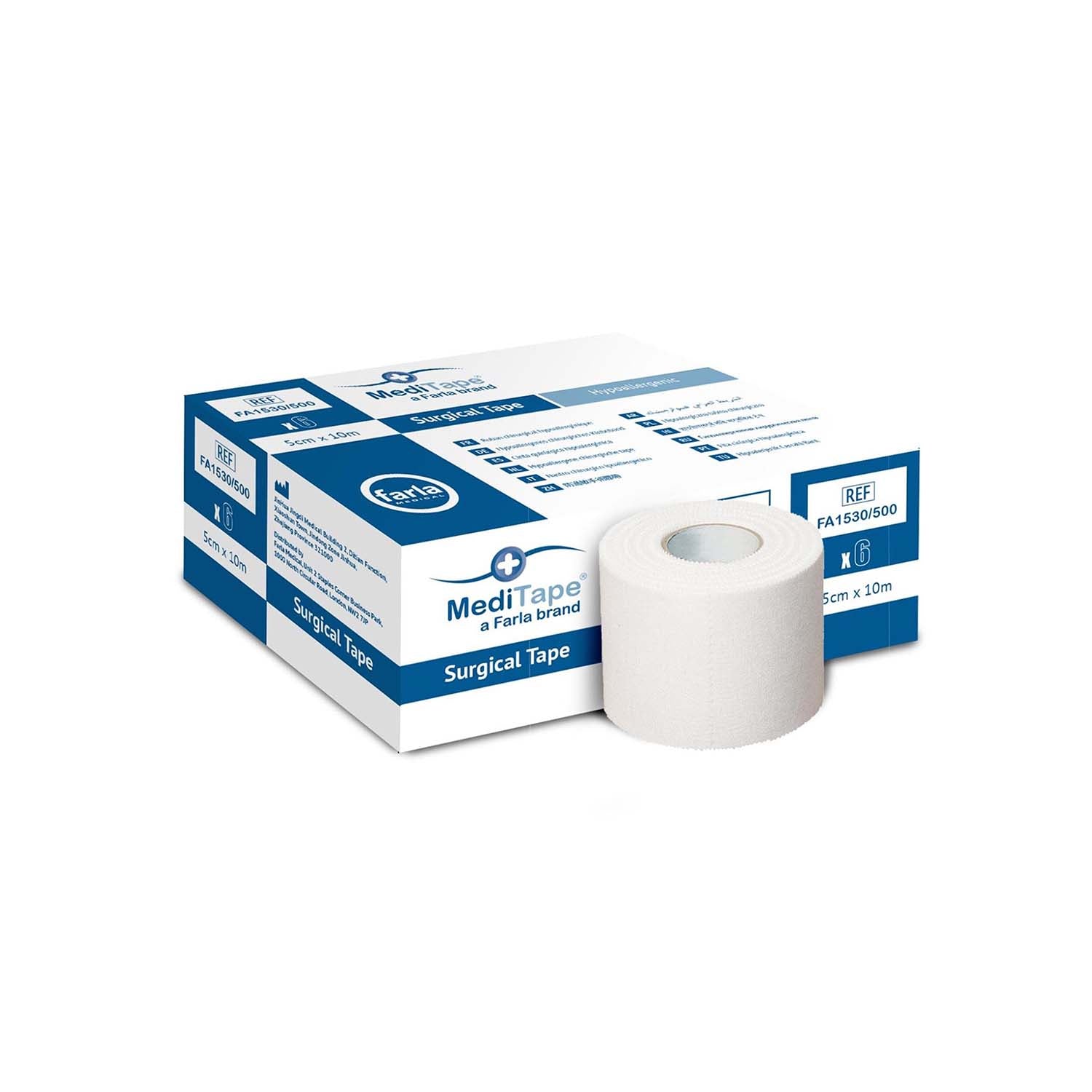 MediTape Hypoallergenic Surgical Tape | 5cm x 10m | Pack of 6