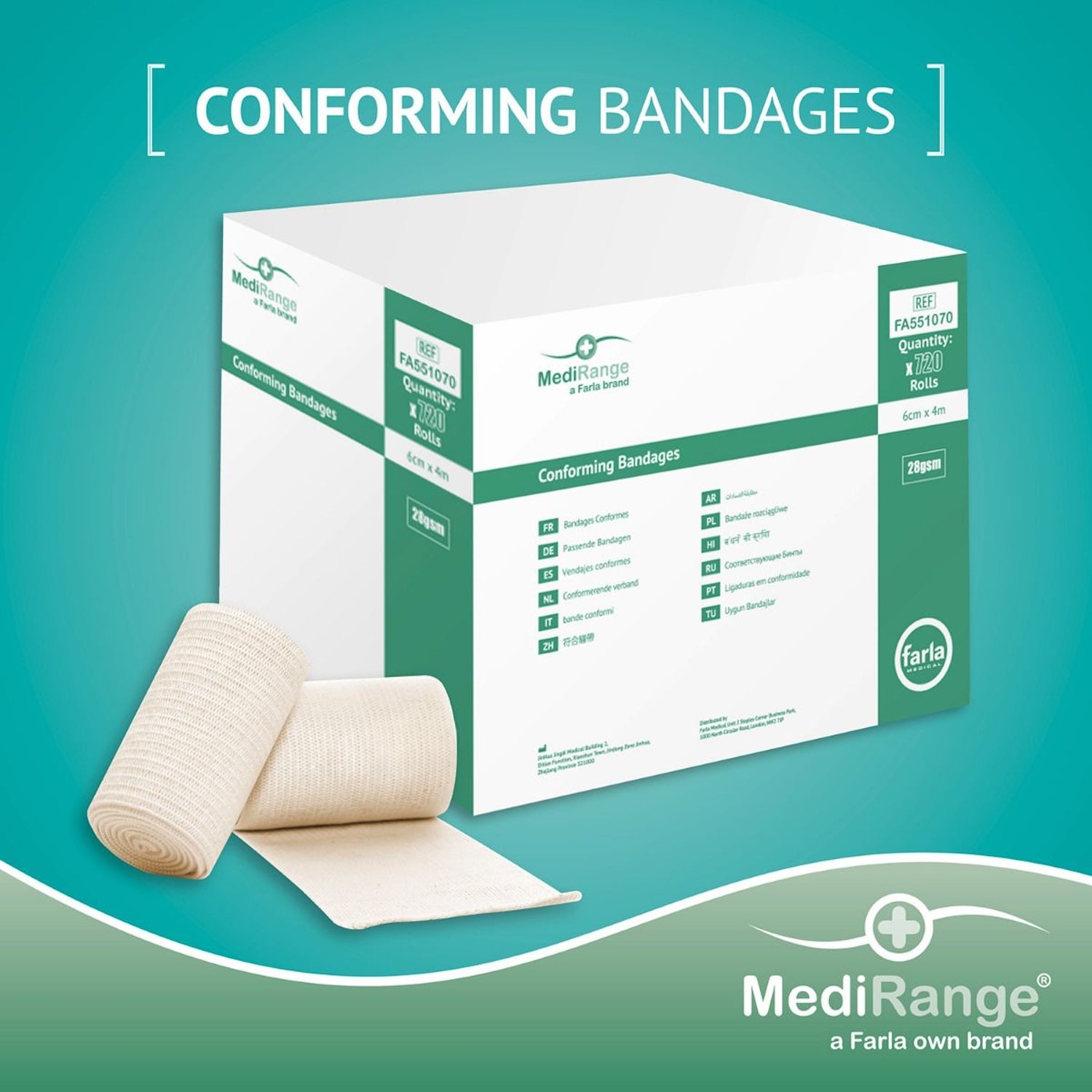 MediRange Conforming Bandage | 28gsm | 6cm x 4m | Single (3)