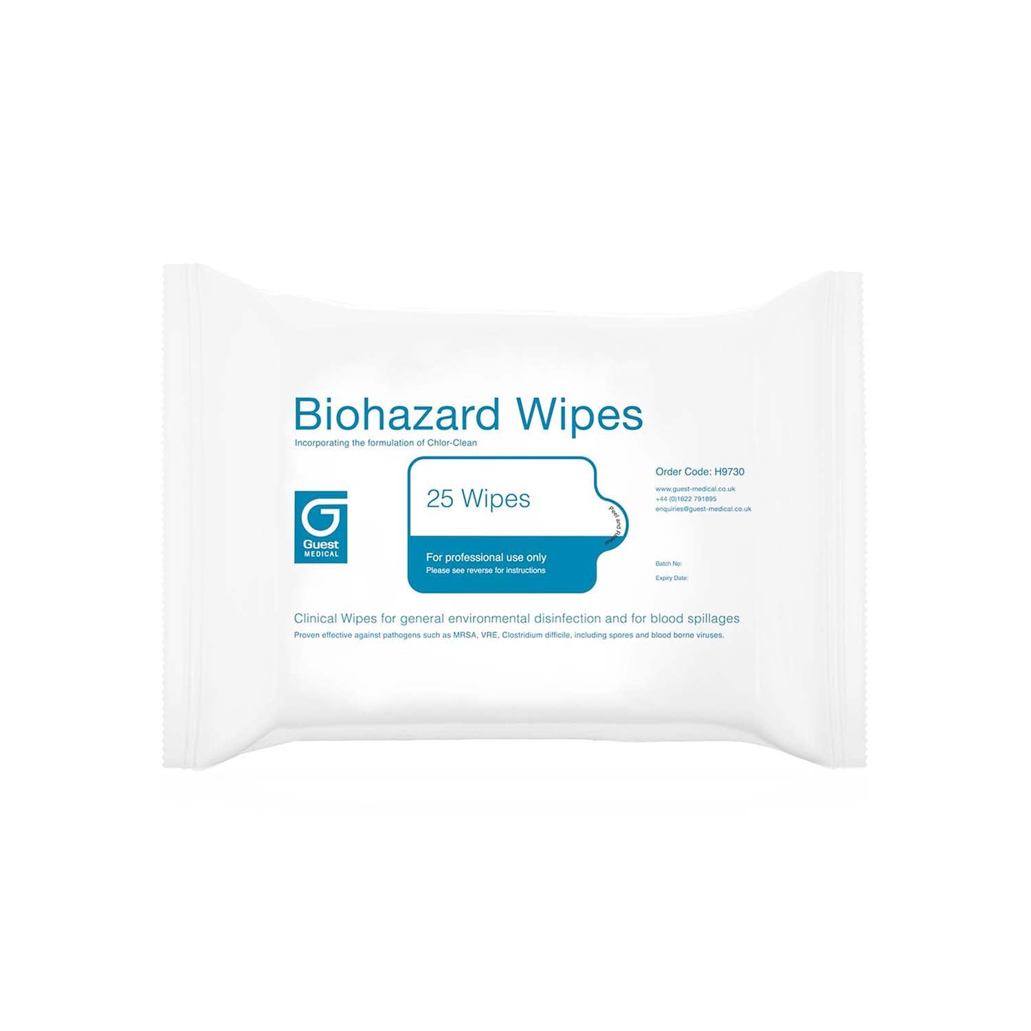 Biohazard Wipes | Pack of 25 Wipes (Single Pack) | Short Expiry Date