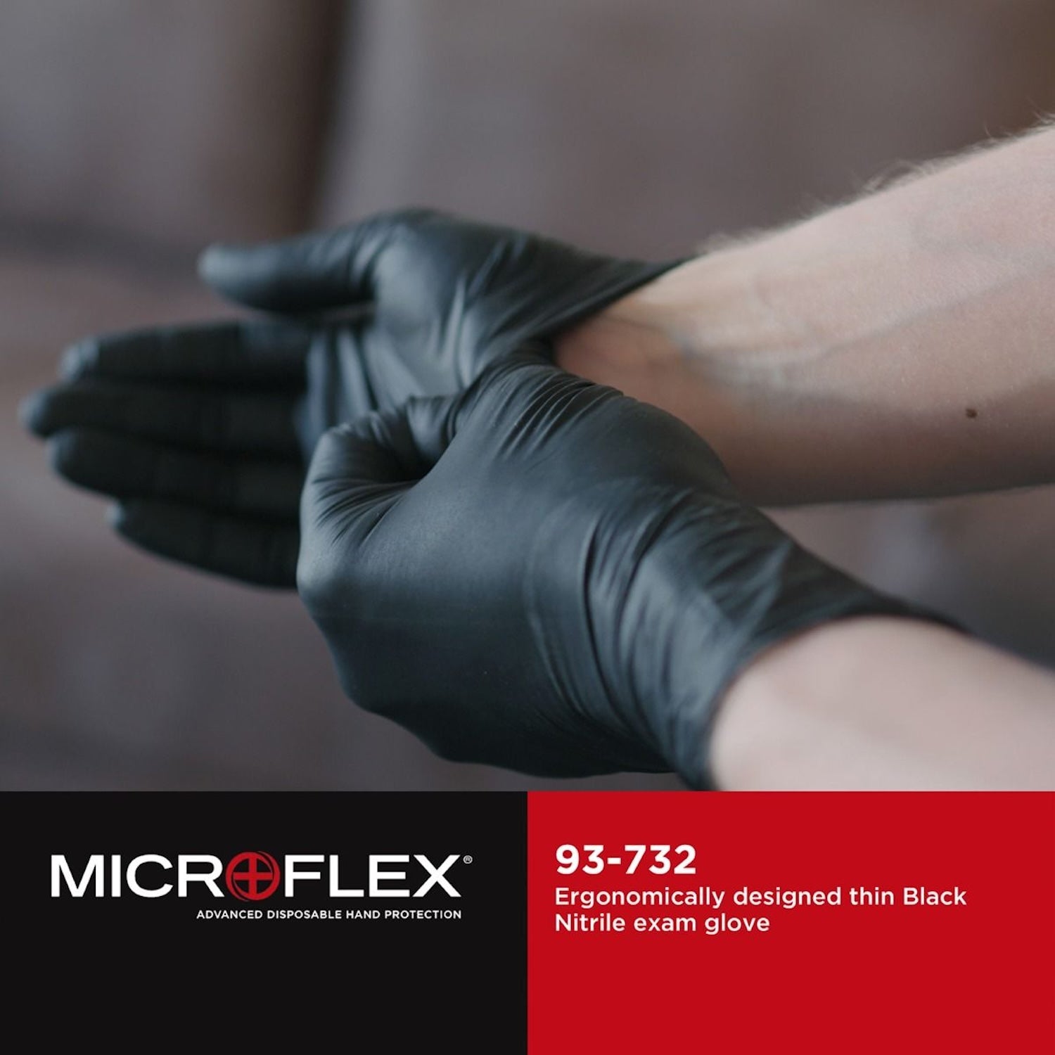 Ansell MicroFlex MidKnight Touch Nitrile Gloves | Powder Free | Black | Pack of 100 Pieces