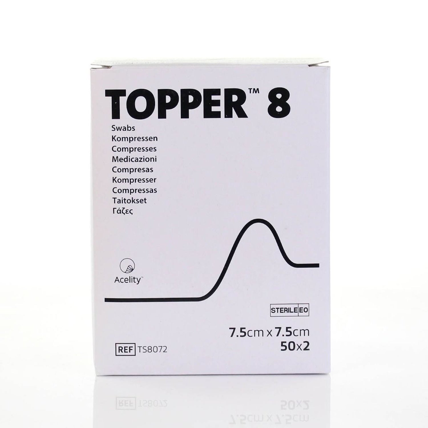 Topper 8 Gauze Swabs | Sterile | 7.5 x 7.5cm | Pack of 50 x 2