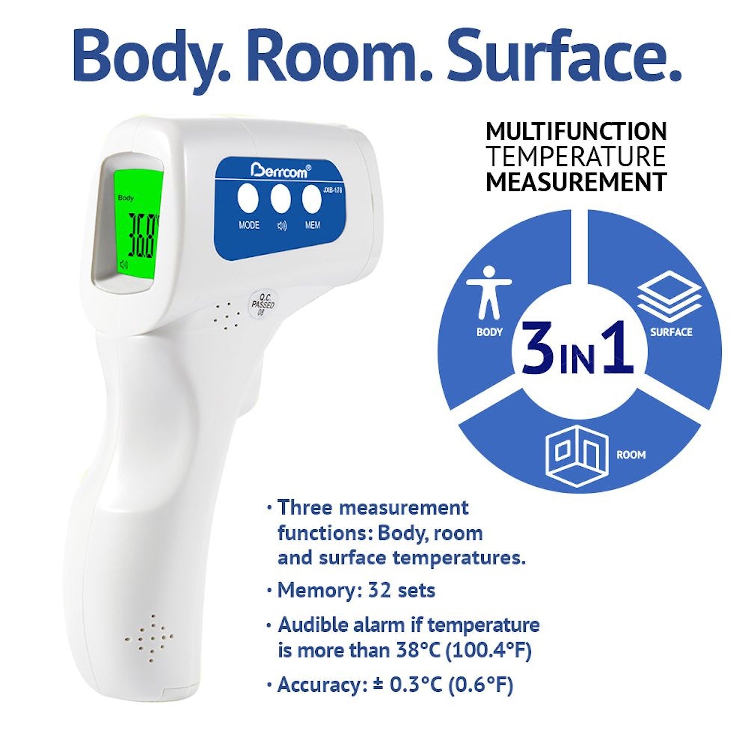 Berrcom Non-Contact Infrared 3-in-1 Thermometer | Medical Grade Multifunction Design (5)