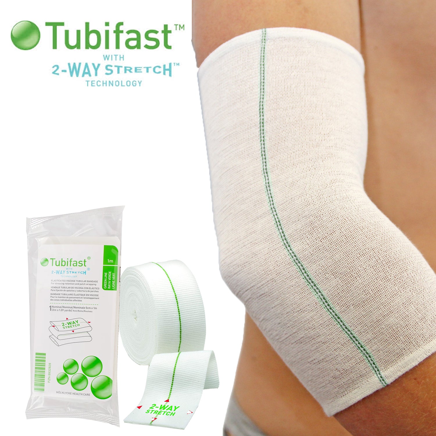 Tubifast with 2 Way Stretch | Green Line | 5cm x 1m (3)