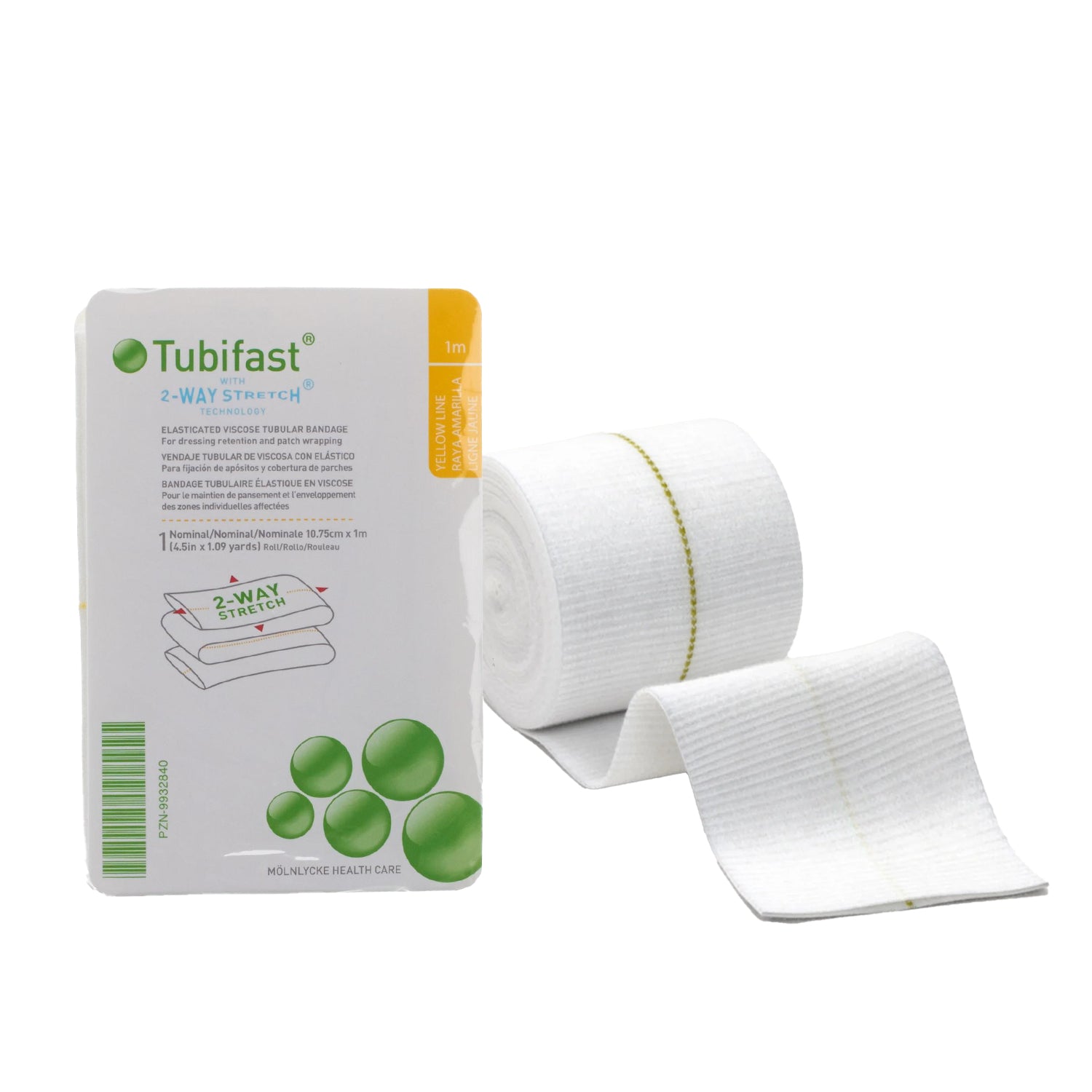 Tubifast with 2 Way Stretch | Yellow Line | 10.75cm x 1m (2)