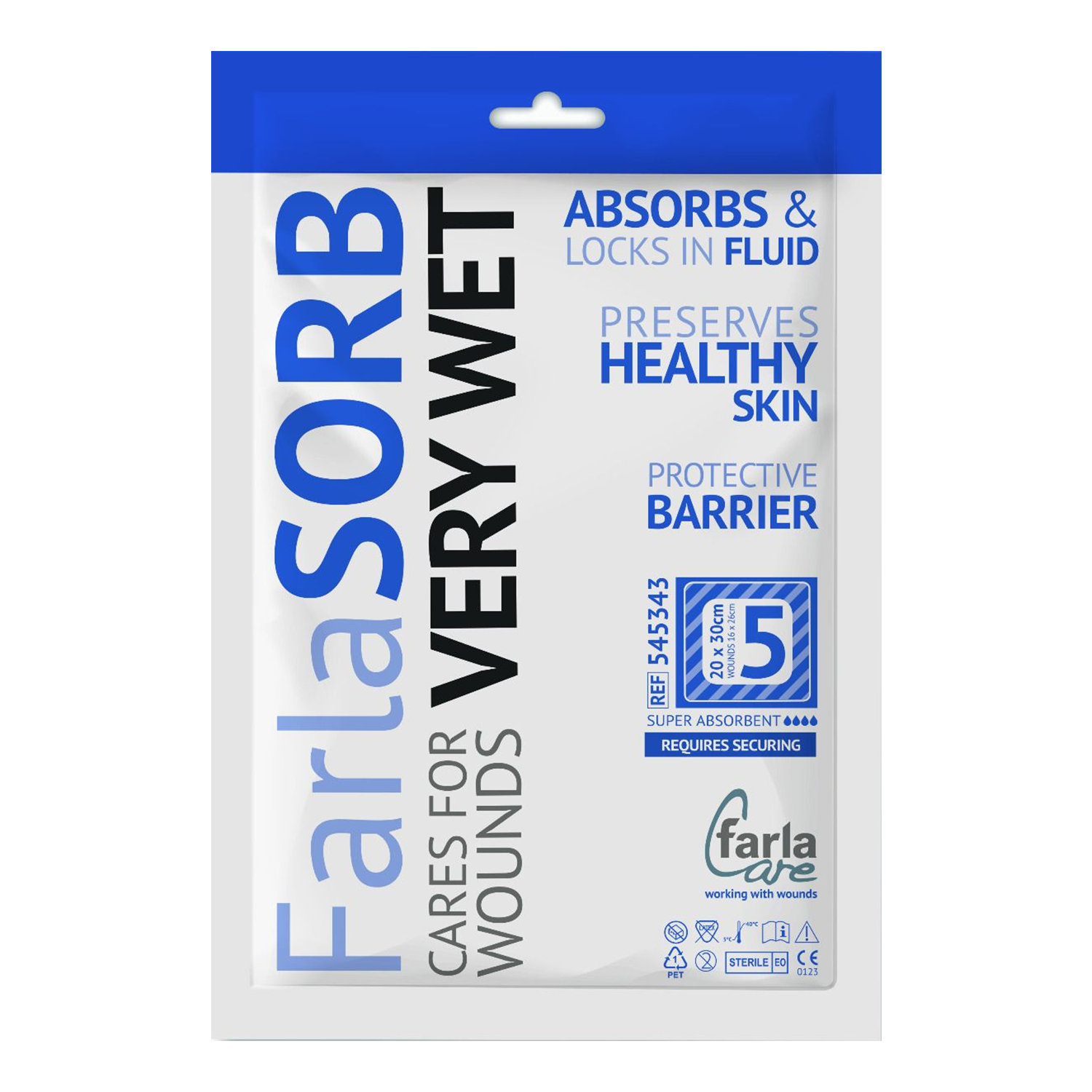 FarlaSORB Super Absorbent | 20 x 30cm | Pack of 5 | Short Expiry Date