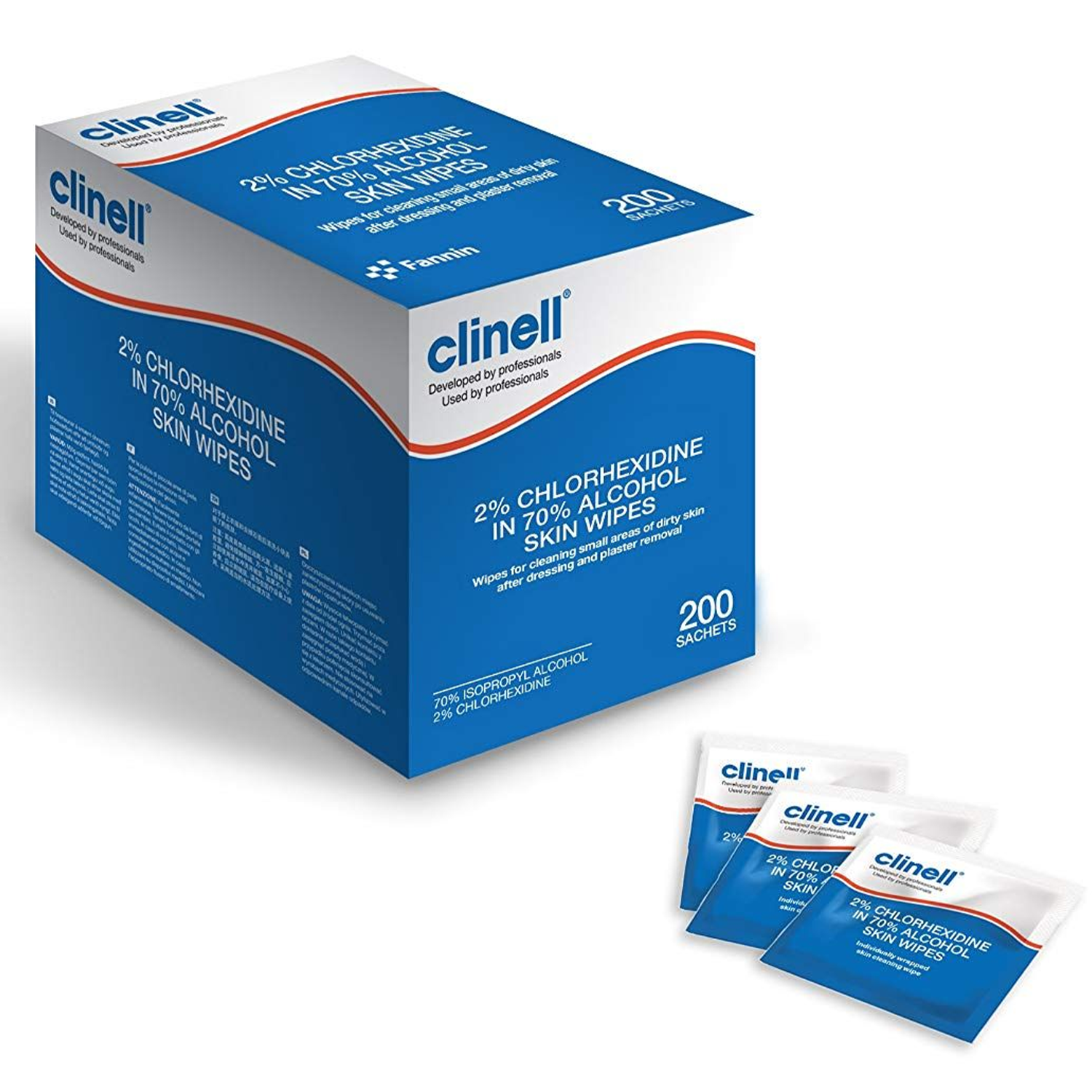 Clinell 70% Alcohol Skin Wipes Sachets | Pack of 200
