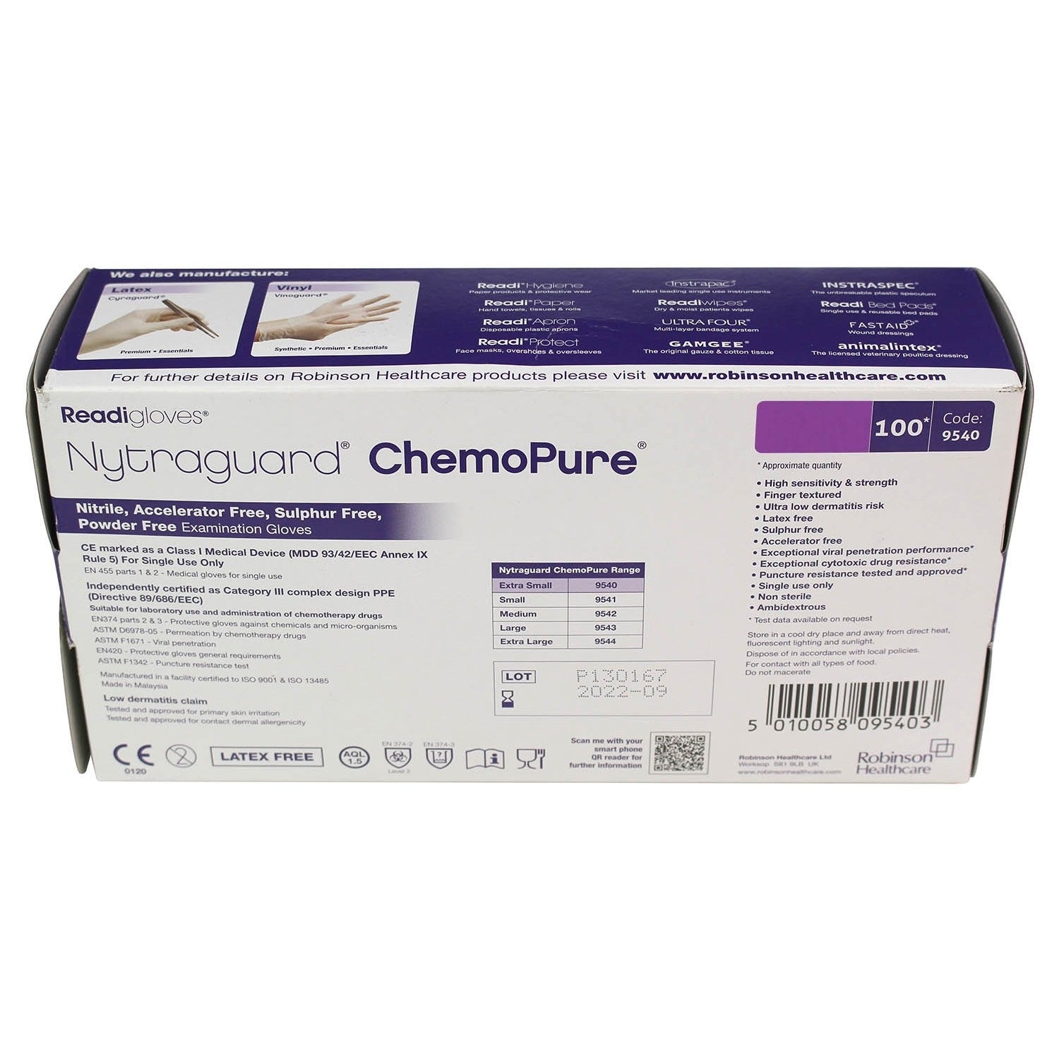 Nytraguard Chemopure Gloves | Nitrile | Powder Free | Purple | Large | Pack of 100 Pieces (2)