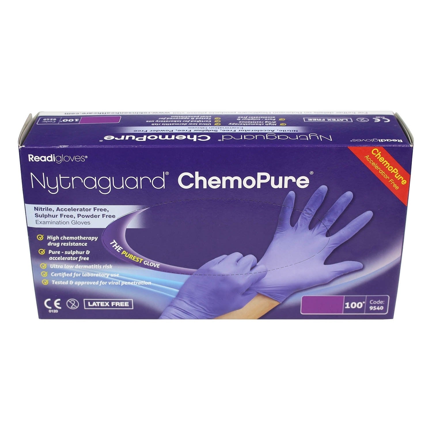 Nytraguard Chemopure Gloves | Nitrile | Powder Free | Purple | Large | Pack of 100 Pieces (3)