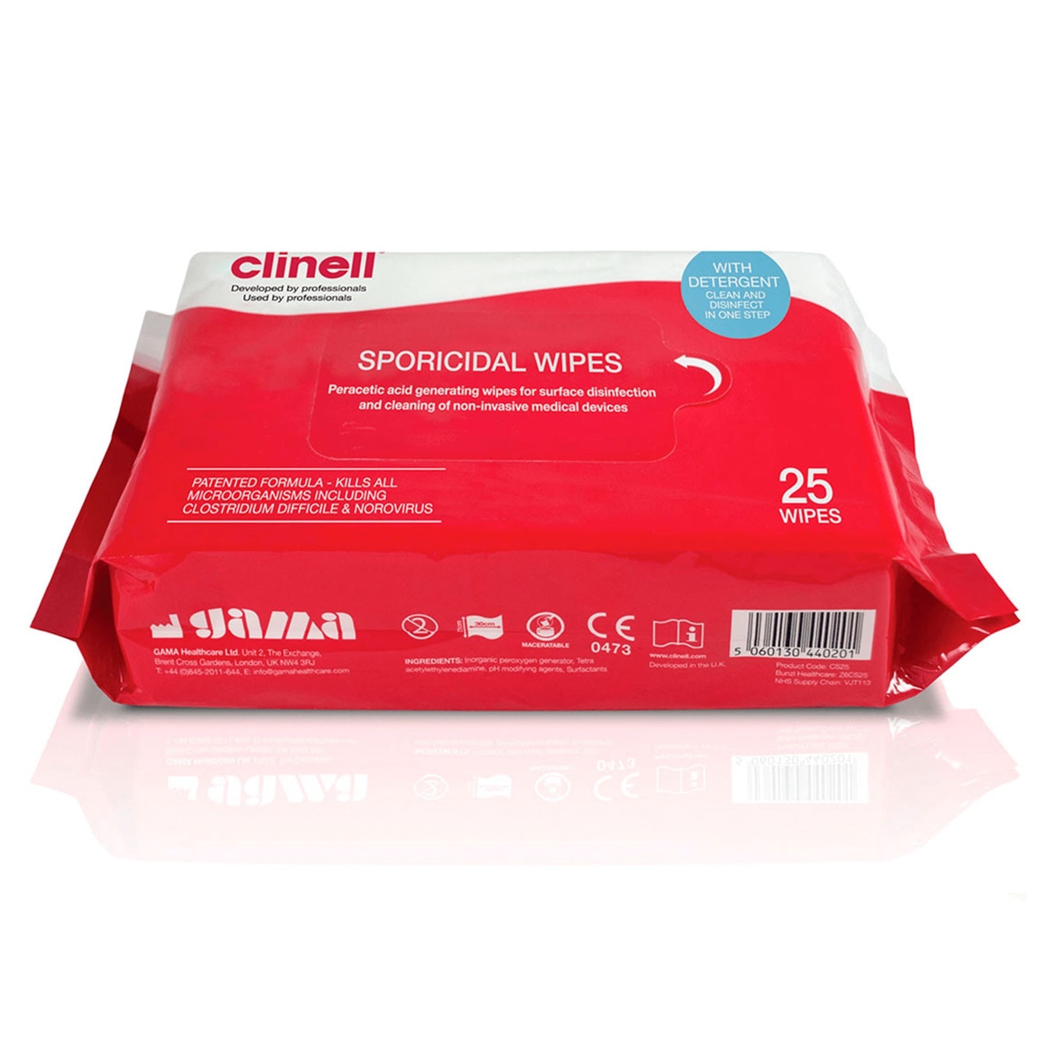 Clinell Peracetic Wipes | 300 x 210mm | Pack of 25 | Short Expiry Date