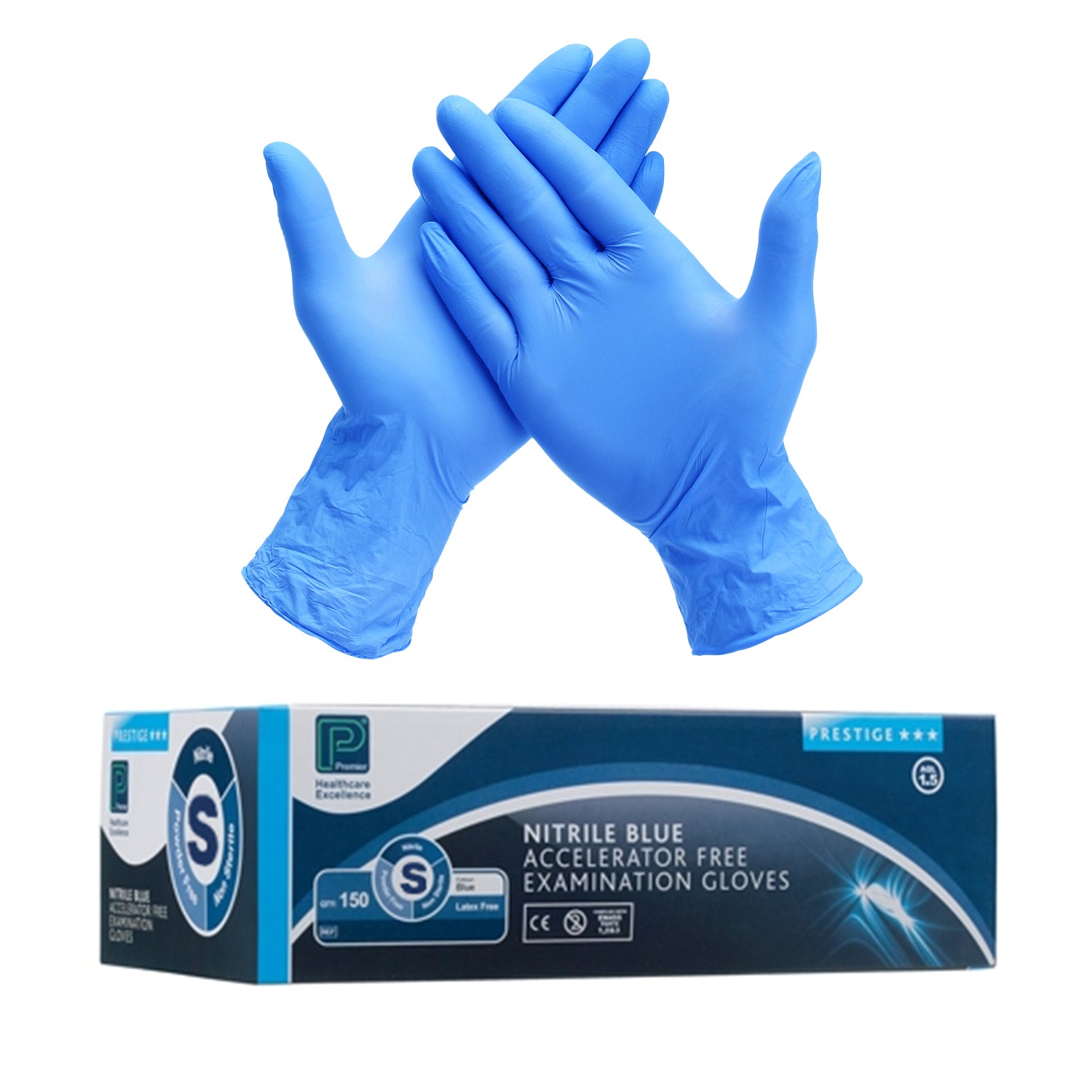 Premier AF Nitrile Examination Gloves | Sterile | Latex Free | Small | Pack of 50 Pairs (5)