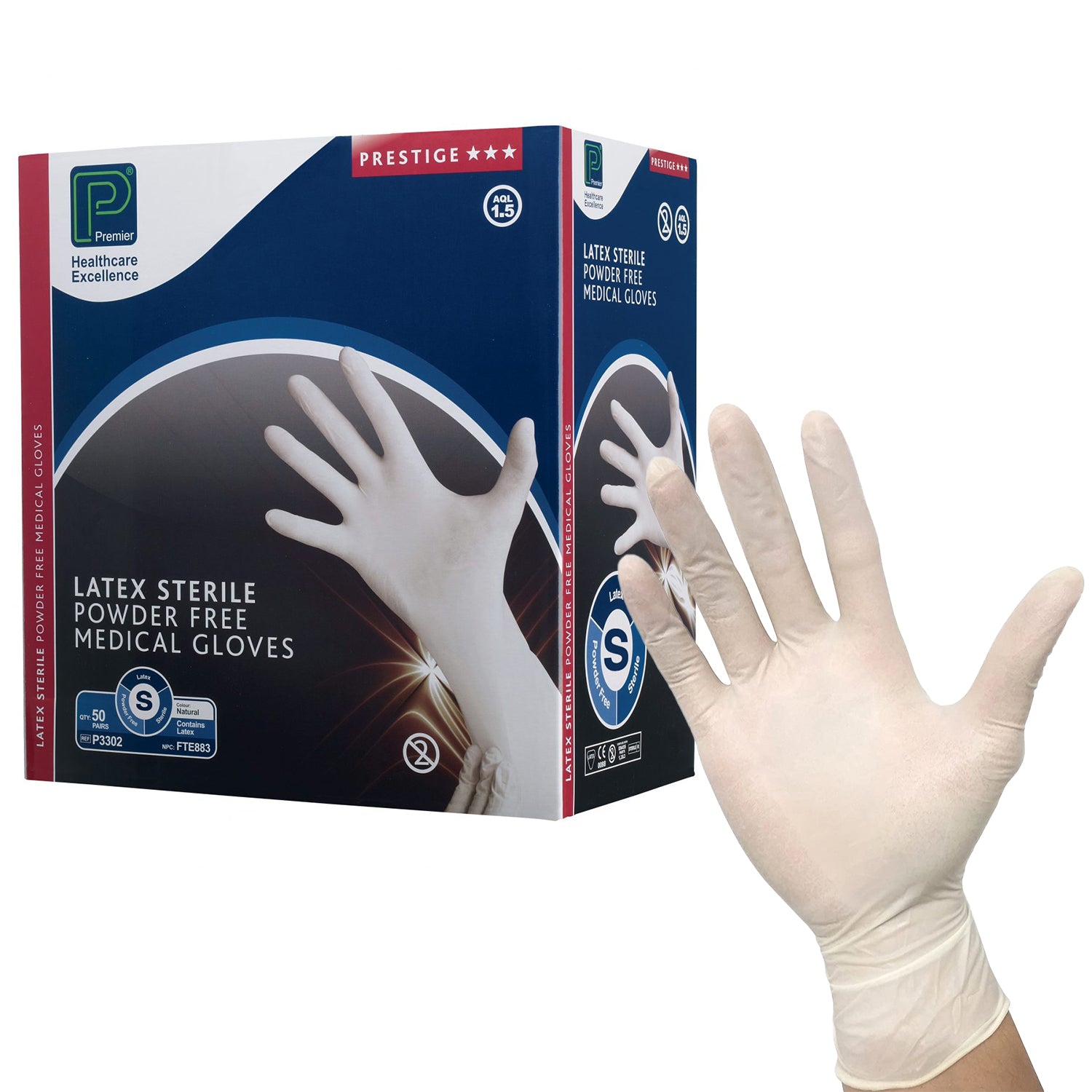 Premier Latex Sterile Powder Free Gloves | Small | Pack of 50 pairs (1)