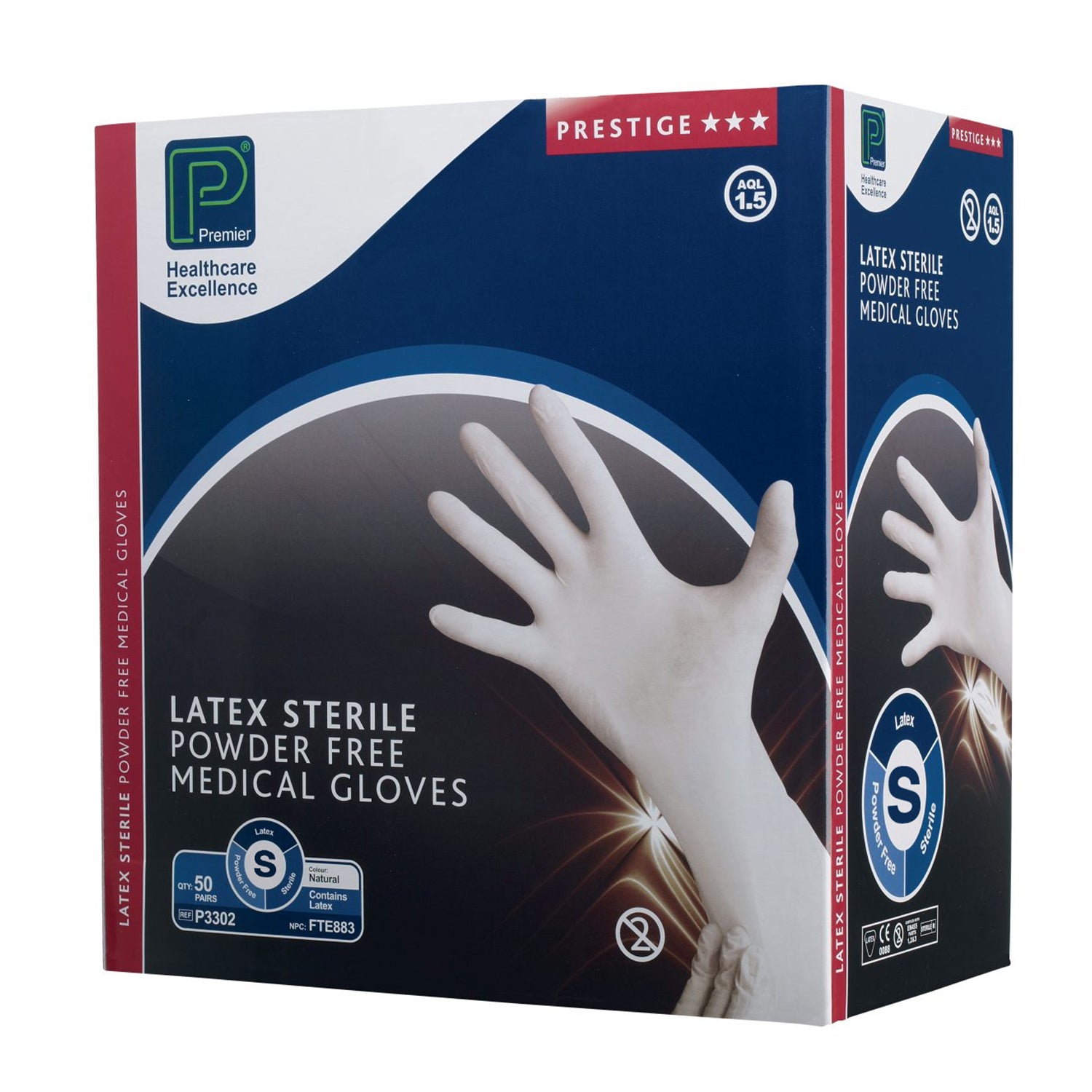Premier Latex Sterile Powder Free Gloves | Small | Pack of 50 pairs