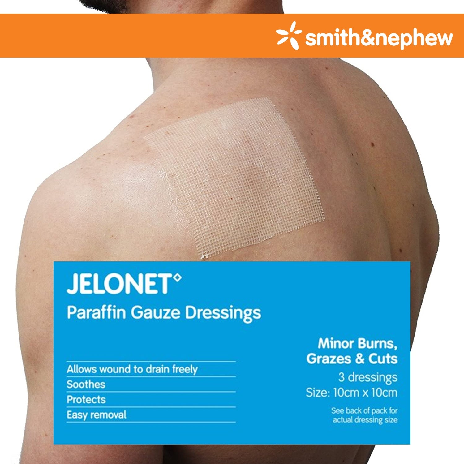 Smith & Nephew Jelonet Dressing 10x10cm BP | Pack of 100 (6)