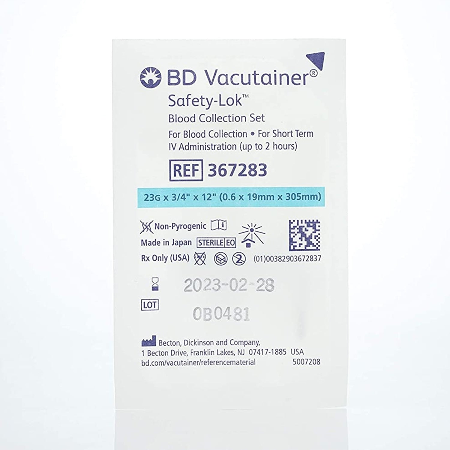 BD Vacutainer Safety Lok Blood Collection System | 0.75" Needle | 23G x 12" Tubing | Pack of 50 (3)