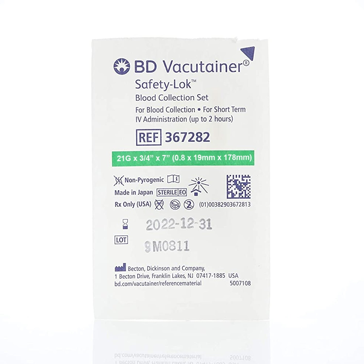 BD Vacutainer Safety Lok Blood Collection System with Pre-attached Holder | 0.75" Needle | 21G x 7" Tubing | Pack of 25 (2)