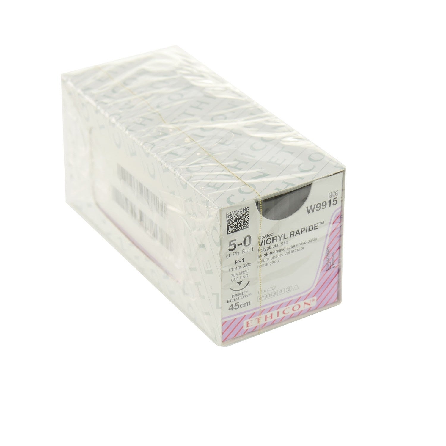 Ethicon Vicryl Rapide Suture | Absorbable | Undyed | Size: 5-0 | Length: 45cm | Needle: P-1 | Pack of 12 (2)