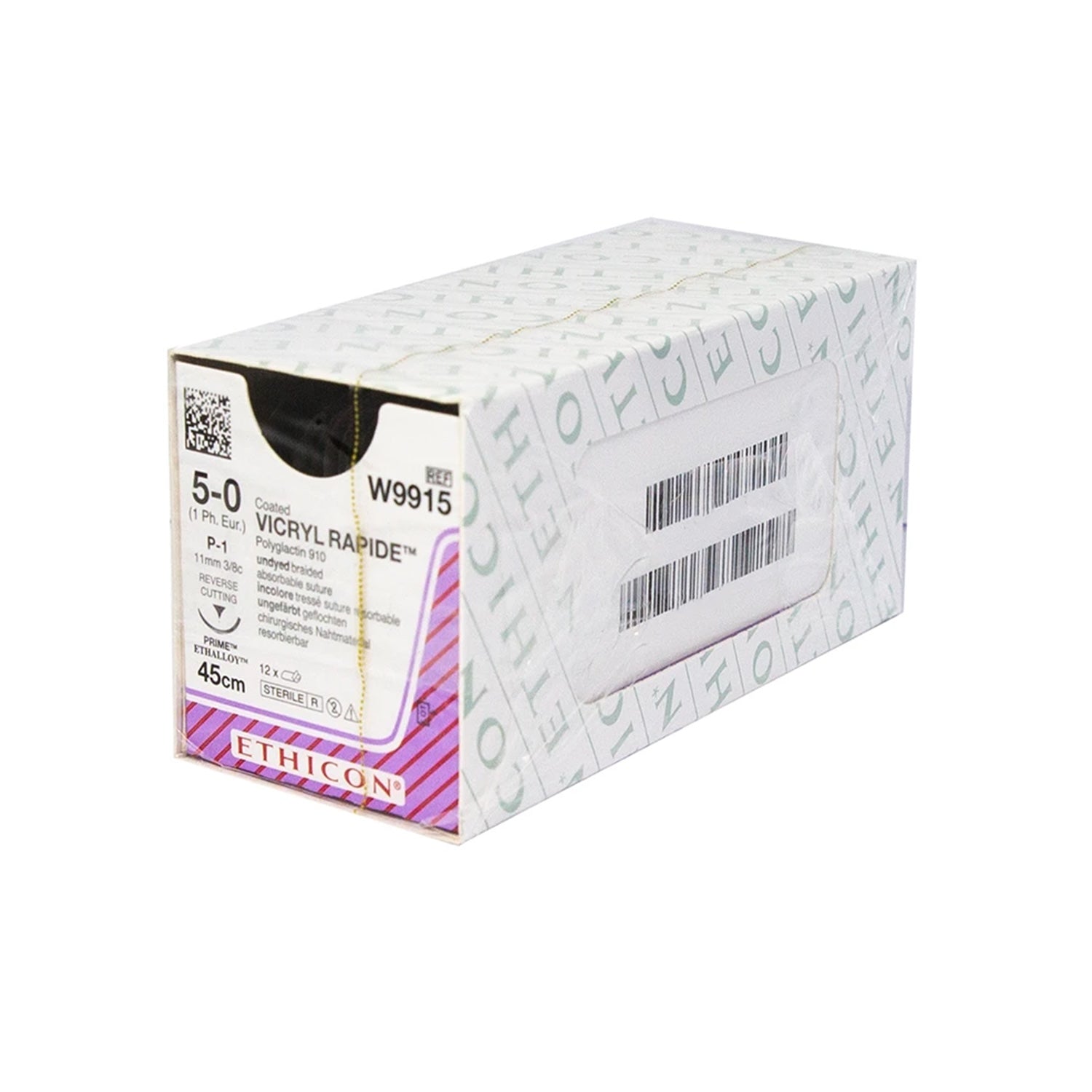 Ethicon Vicryl Rapide Suture | Absorbable | Undyed | Size: 5-0 | Length: 45cm | Needle: P-1 | Pack of 12 (3)