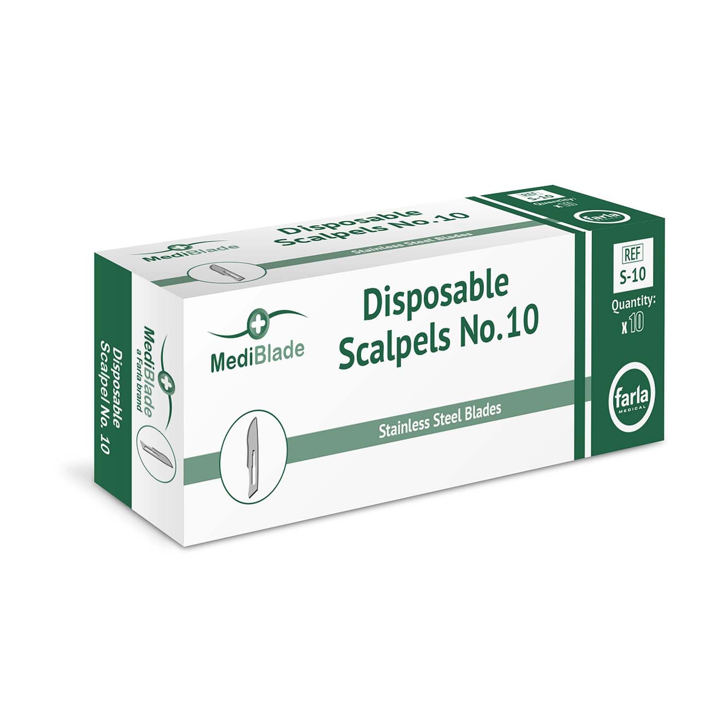 MediBlade Scalpels | Disposable | Sterile | No. 10 | Pack of 10