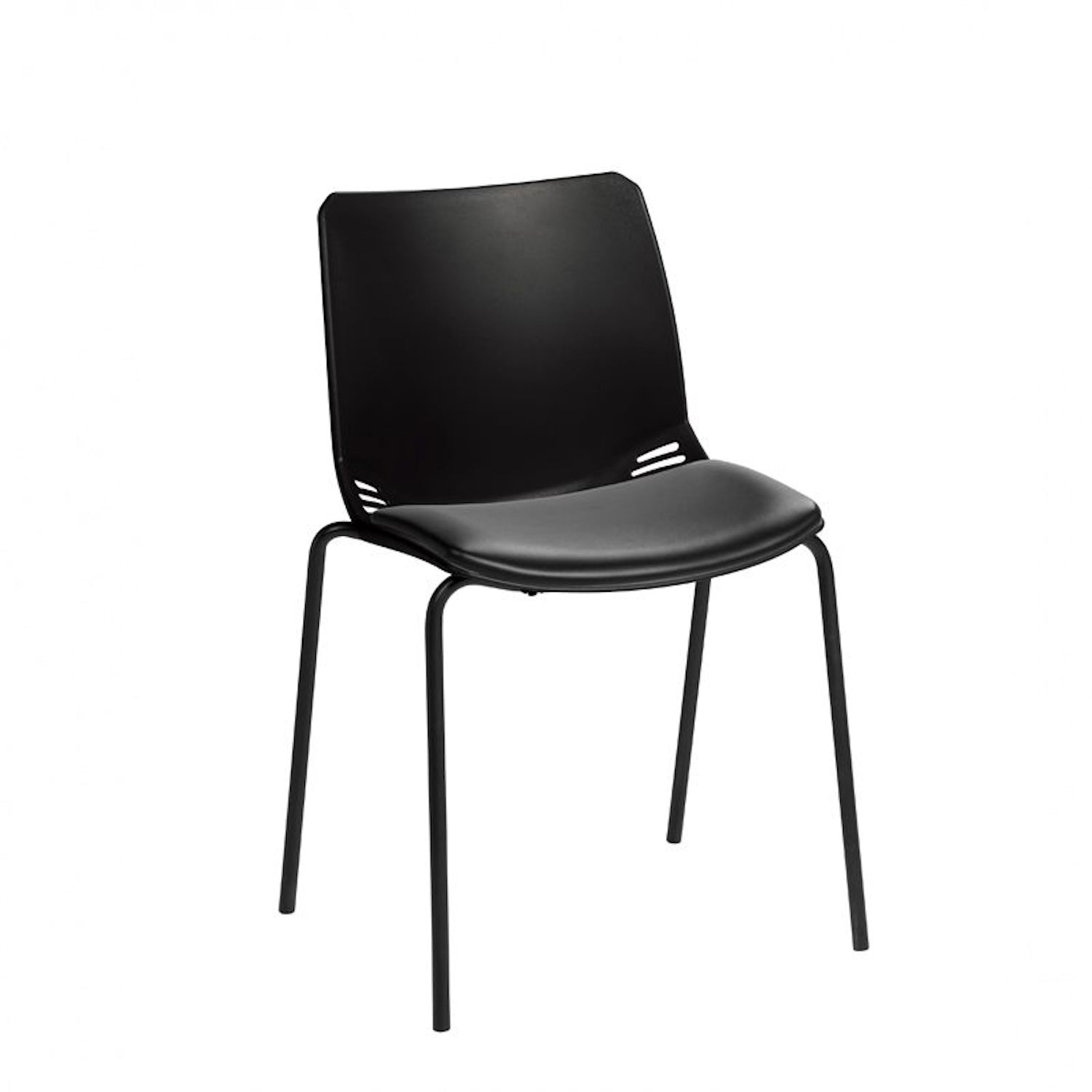 Neptune Visitor Chair (No Arms) | Vinyl Upholstered, Black Seat Pad